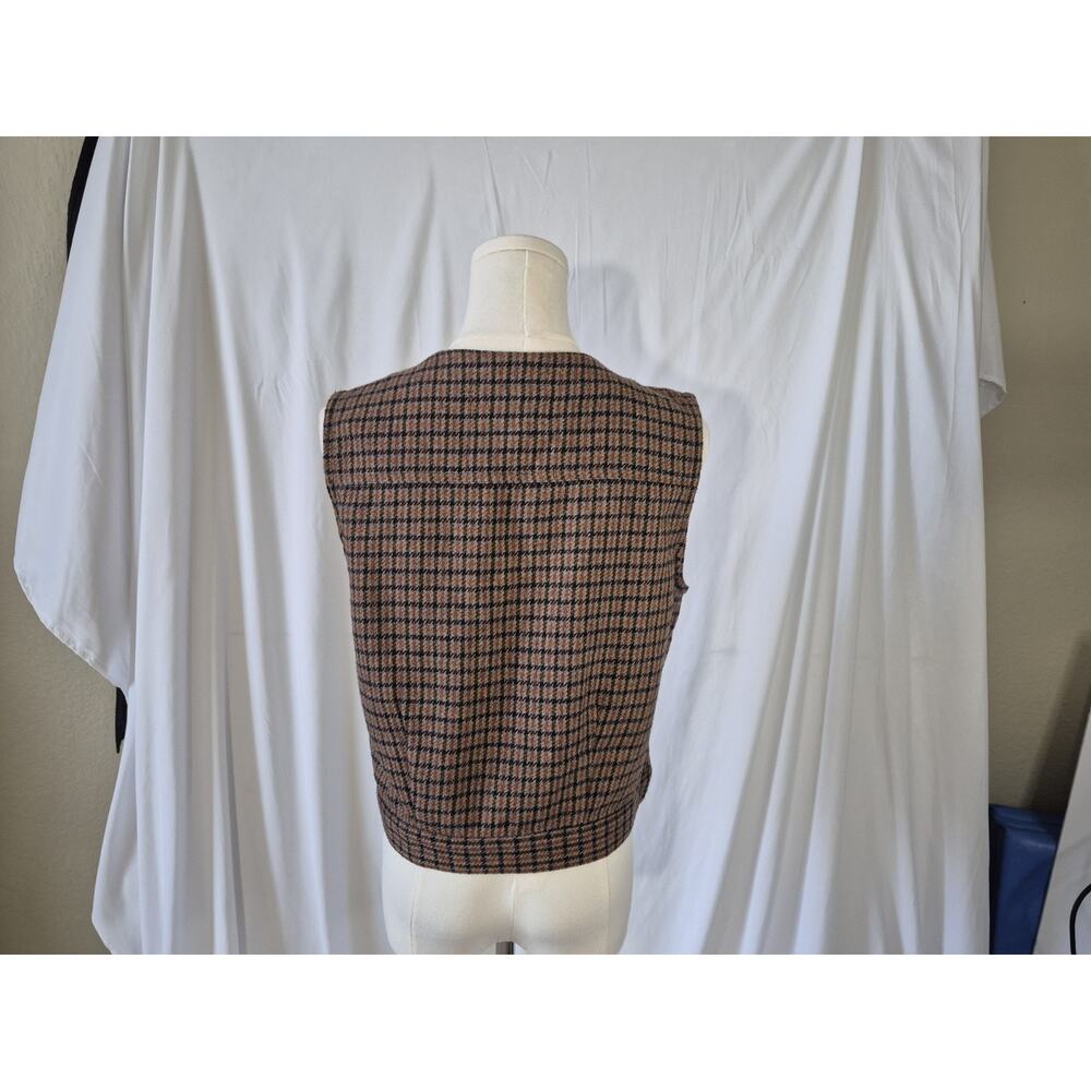Vintage Womens Old Navy Outdoor Rust Brown Plaid Wool Blend Vest Medium 90s - Picture 4 of 6